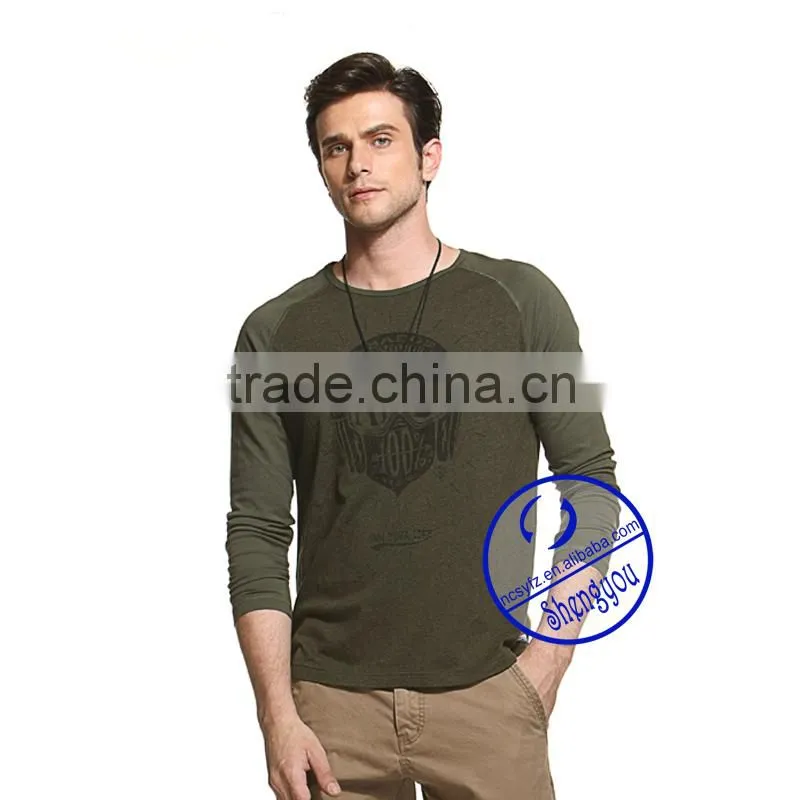 2015 custom long raglan sleeve mens t-shirt wholesale china