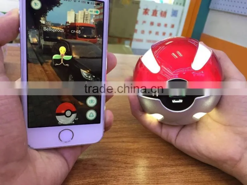 New hot sale portable lithium polymer battery pokemon poke ball power bank charger with key chain