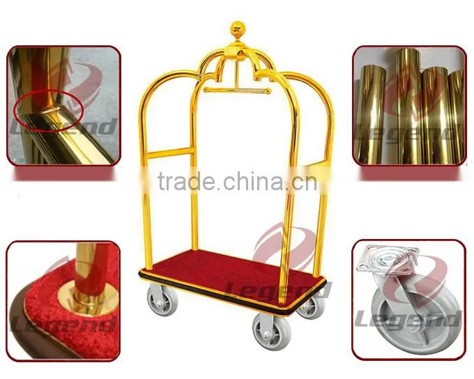 High Quality Portable Titanium Gold Plated Baggage Trolley