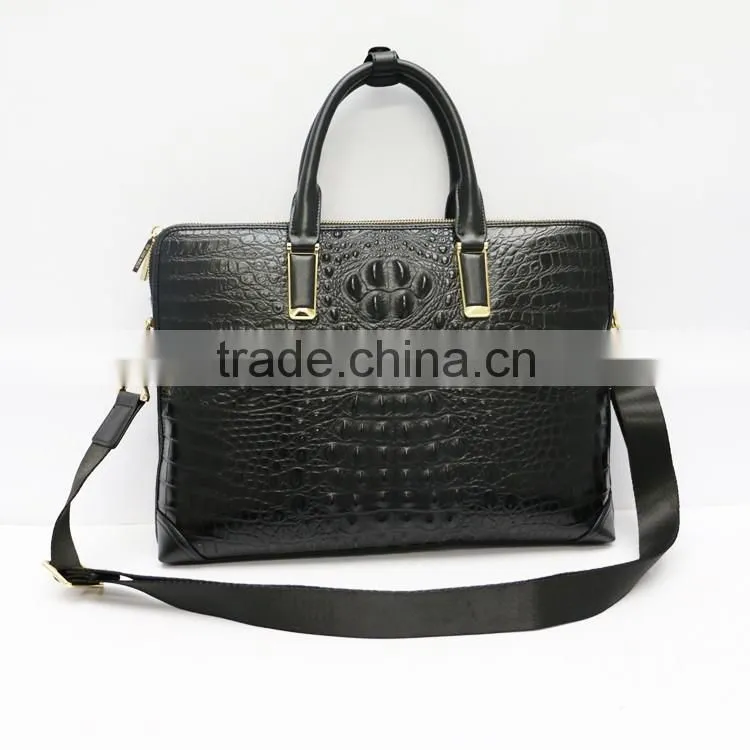 New men's briefcase crocodile grain bag black PU leather briefcase