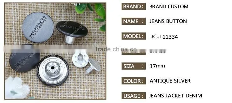 17mm jeans buttons and rivets shank jeans button metal buttons for jeans