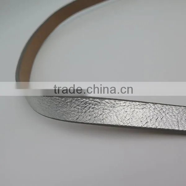 Simple leather skinny belt with alloy buckle for women