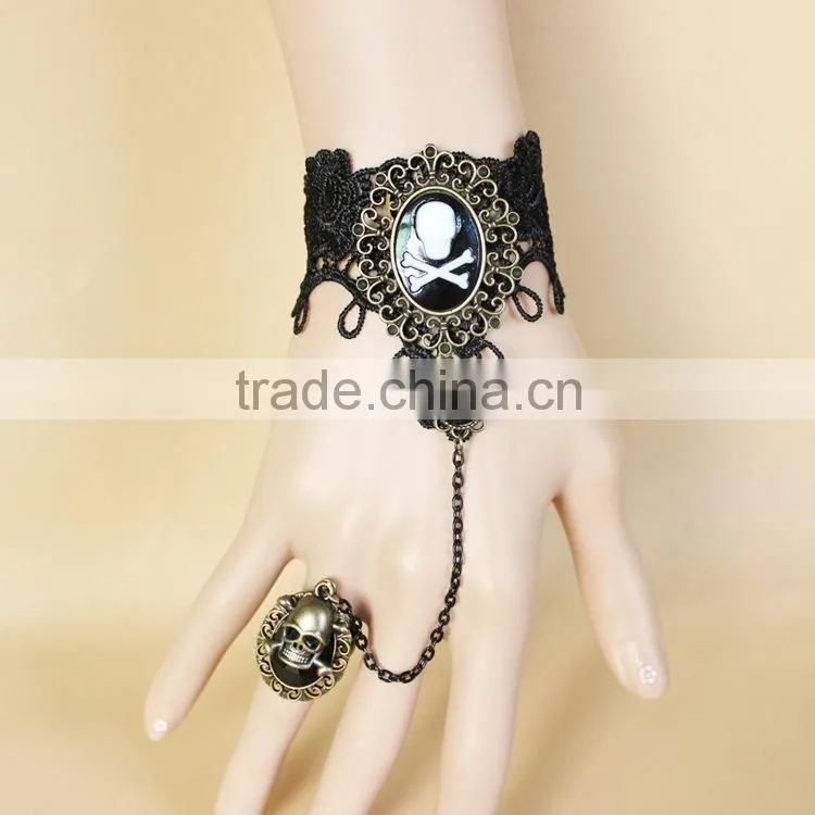 hallowmas skull vintage bracelet for women, vintage slave bracelet