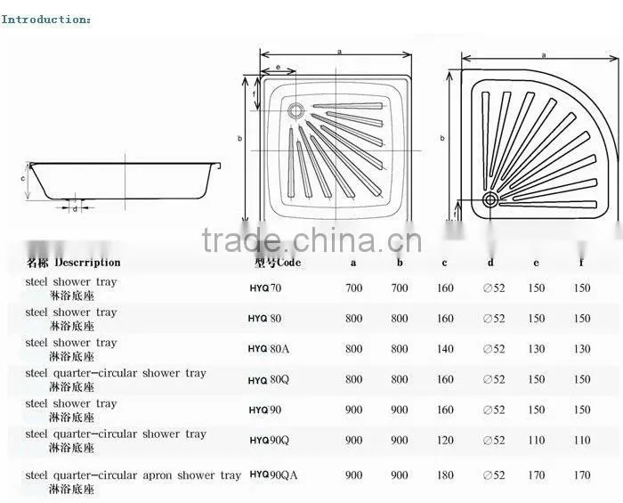 Manufacture cast iron enamel shower tray