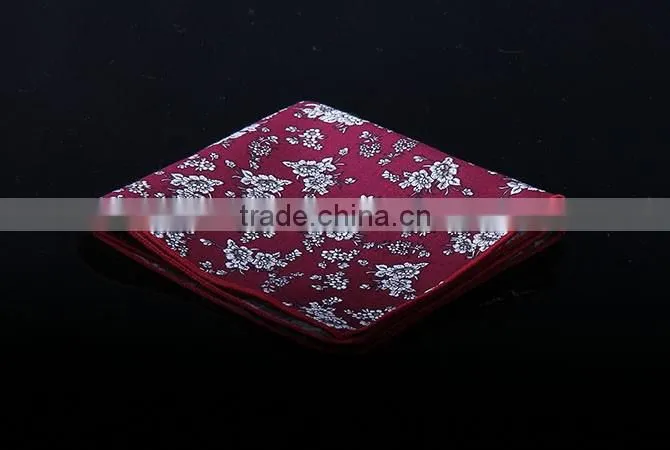 2016 popular cottom flower printed pocket square for men