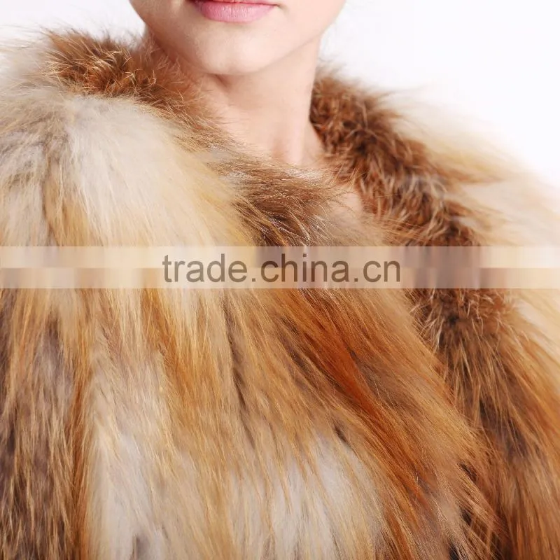 Fashion ladies knitted fox fur coat