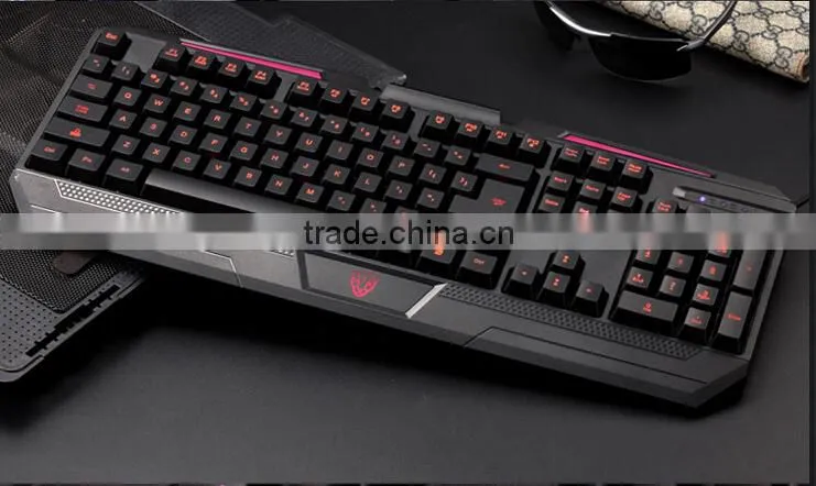 2015 3 colors LED light backlit professional gaming computer keyboard