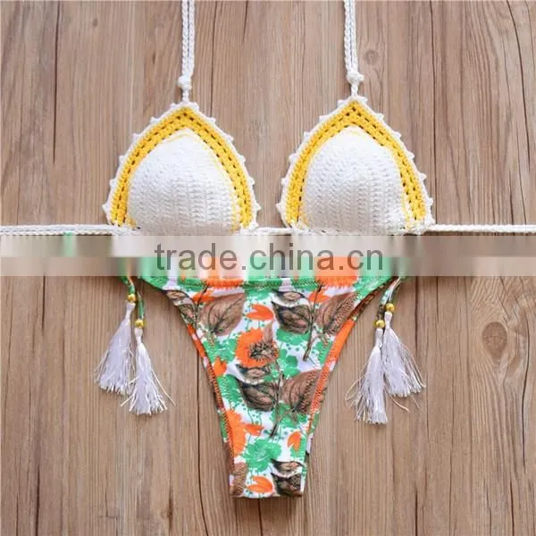 wholesales of crochet sex swimsuit , lady's crochet triangle bikini