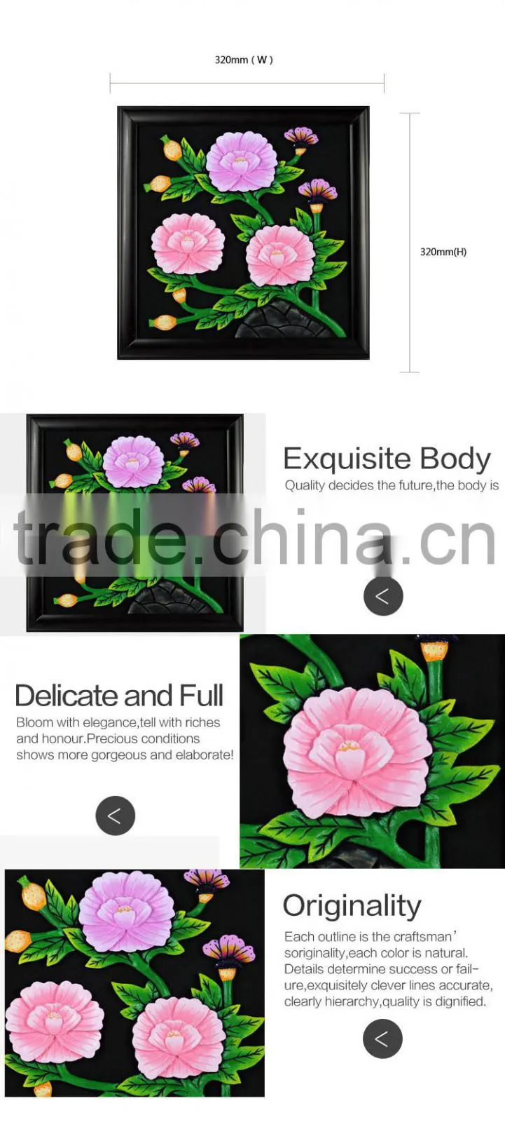 Most Popular hand carved wood frame ,photo frame 3d Pictures Of Beautiful Flowers Wall Painting modern art paintings decoration
