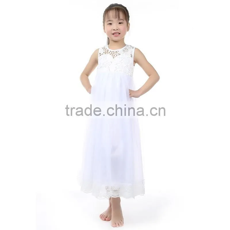 2016 Wholesale elegant toddler maxi evening parties frock embroidery flower long cotton designer baby dresses