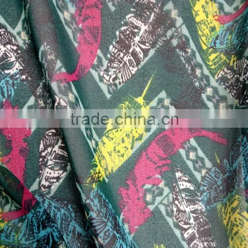 50D Polyester Embroidered Crepe Print Floral Chiffon Yarn For Garment