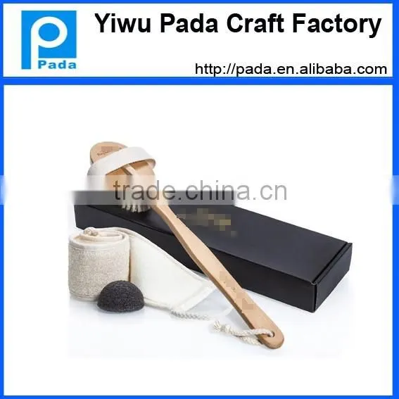 Dry Skin Body Brush with Natural Boar Bristles and Detachable Long Handle