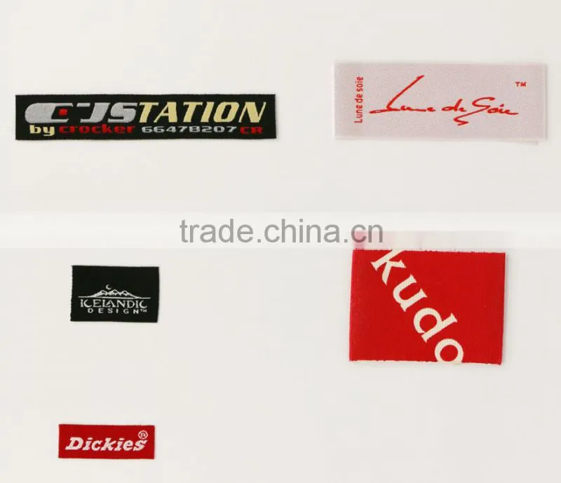 Fabric Woven Printed Clothing Label, 100% Polyester Satin Nylon Garment Care Label, Woven Garment Label