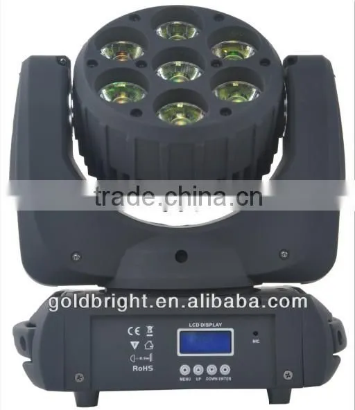 LED beam light 7pcs x 12w quad 4in1 RGBW LED stage moving head lamp 13CH DMX512