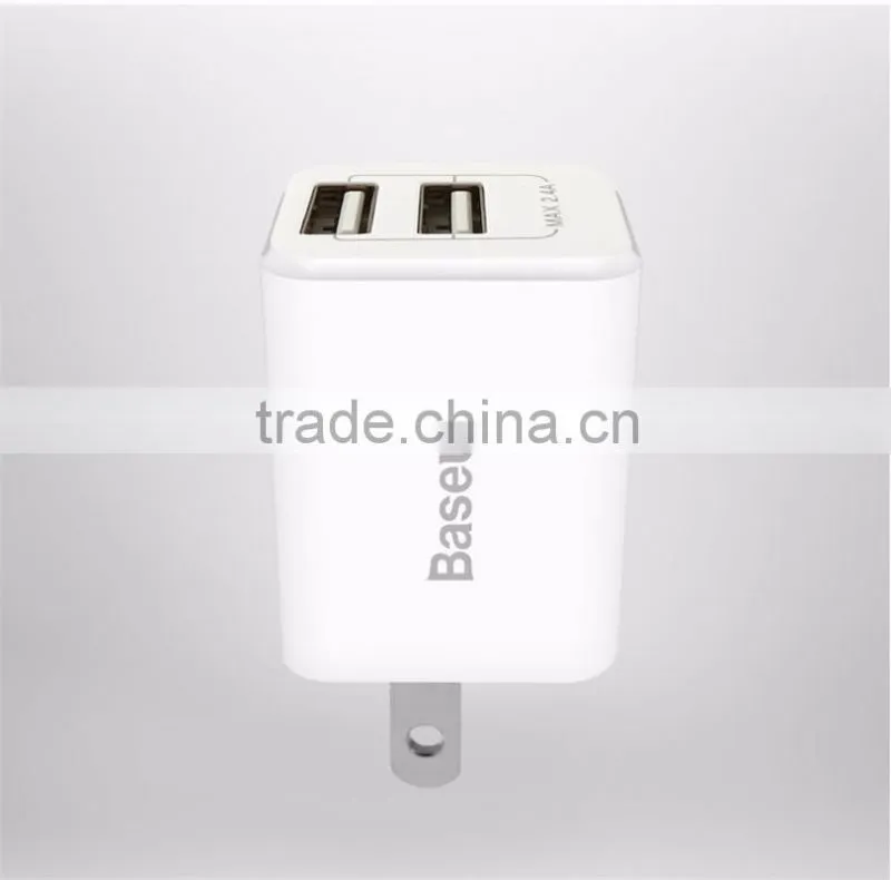 Original BASEUS 2.4A Moblie phone Charger Universal Quick Charging Adapter dual USB Output Travel Charger with US /EU plug