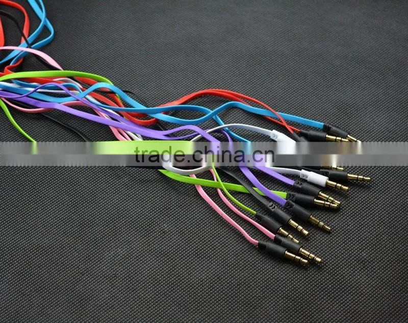 3FT 3.5mm Male To Male Noodle Jack Audio Stereo Aux Cable Adapter for PC iPhone iPod