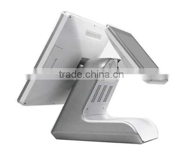 Chain stores 15inch POS Terminal Dual touch screen all in one with 15inch Touch screen+9.7inch Touch screen