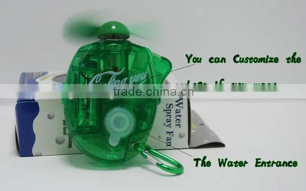 Summer cooling mini water spray fan,New style mist fan,Carabiner Keychain Handheld Water Spray Fans.