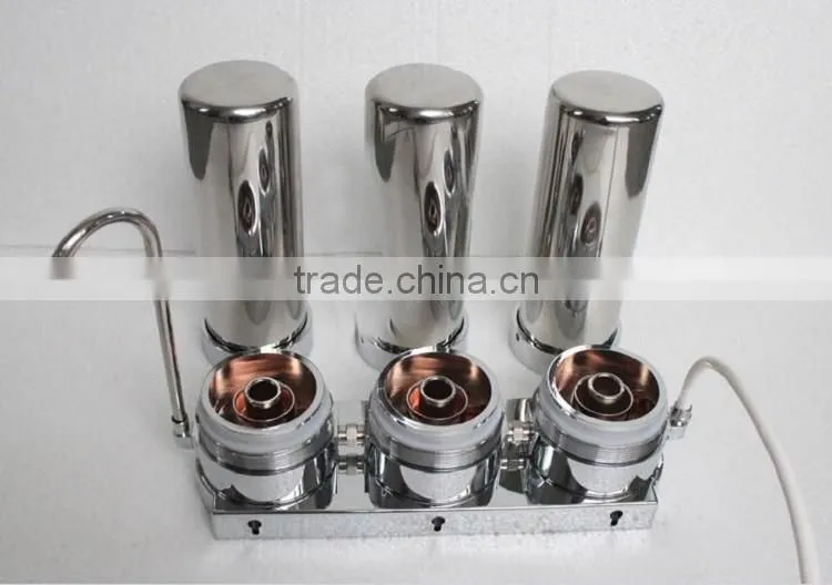 stailess steel three stages with stainless steel water filter housing and tank