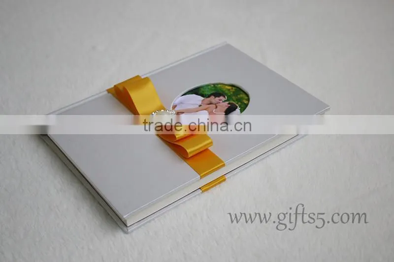 Handmade Hardcover custom wedding guest book with photo frame
