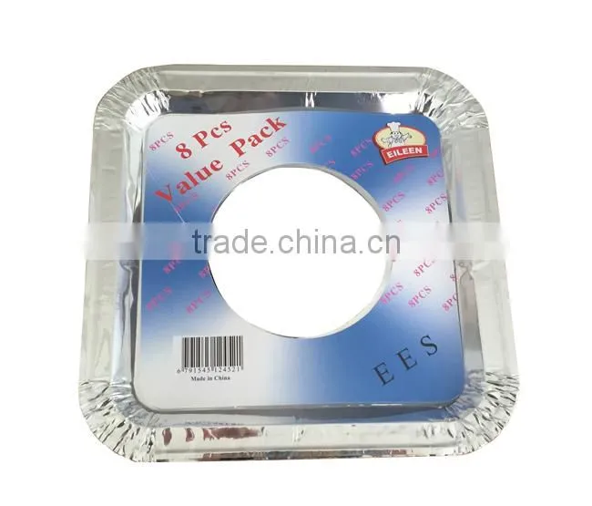 8'' Disposable Square Aluminium Foil Gas Stove Protector With One Hole