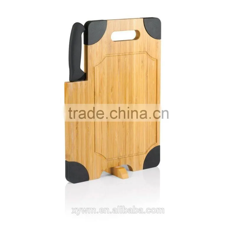 Black 2015 HOT Gift Mini Color Silicon Bamboo Wooden Cheese Cutting Board with Knife and Holder Stander