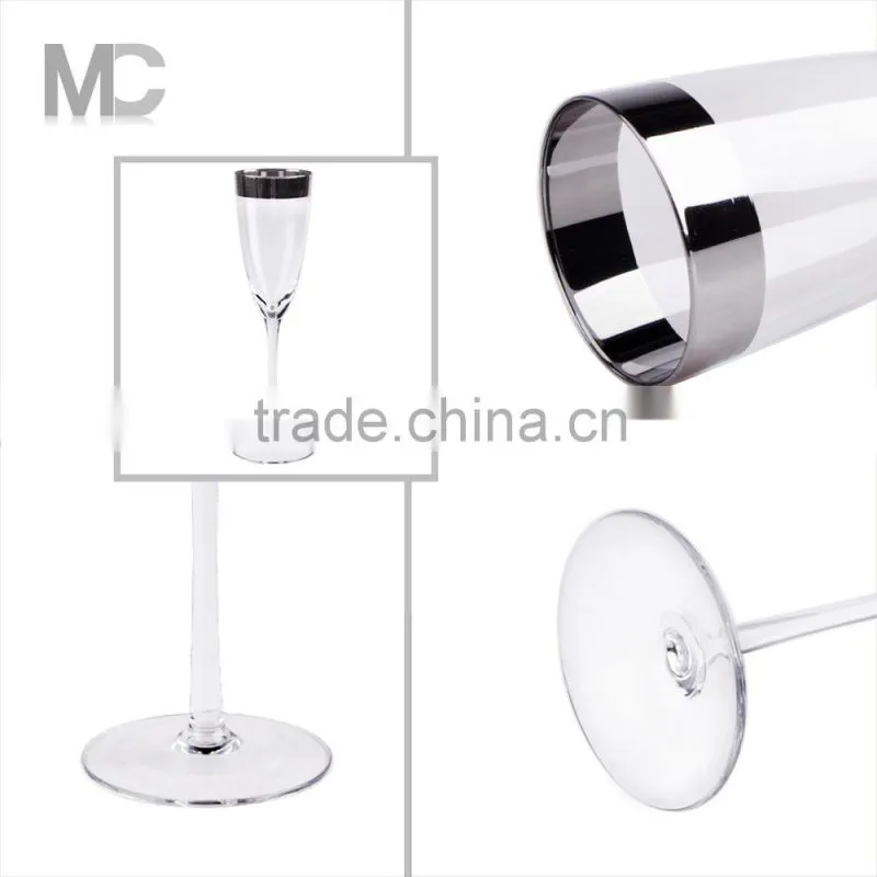 Wholesale Handmade Home Decoration Fancy sliver glass Champagne flute