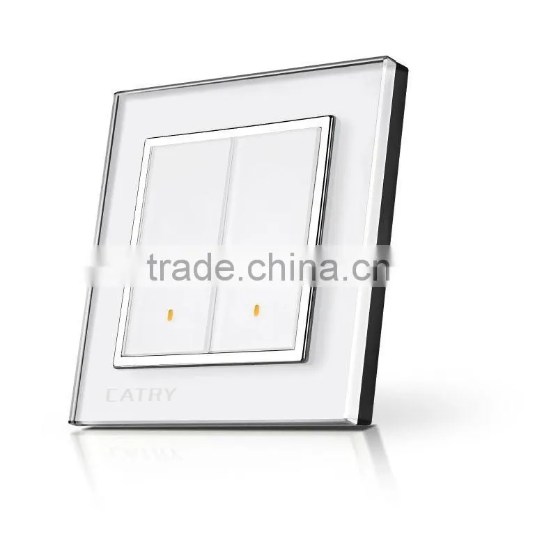 CATRY Two Gang Black Crystal Glass Electrical Switch,New style wall switch
