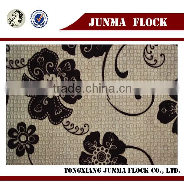 Coffee Flower Turkey Textile Company Flocked Pelmet Curtain Fabric