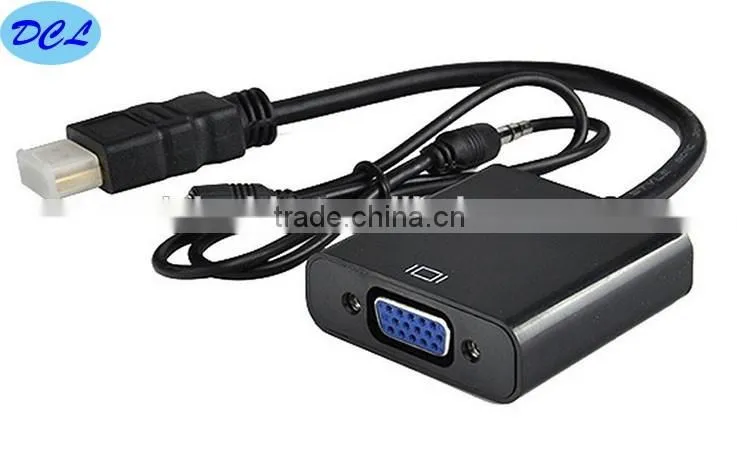 HDMI male to VGA female adapter with 3.5 audio cable +usb micro power