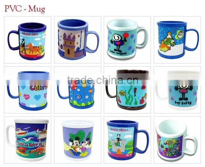 custom promotion cheap soft pvc colorful 3d mugs