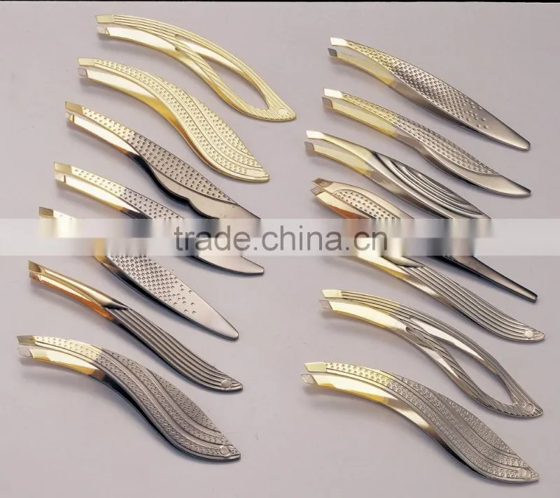 Durable 24K gold finish tweezers,gold beauty tools