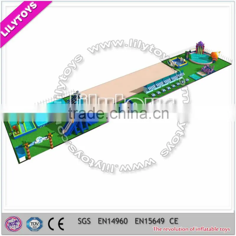 2015 new water park on land with Inflatable floating games,inflatable commercial water park toys
