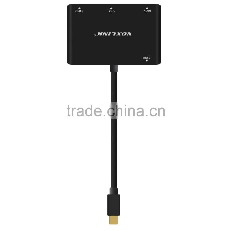 VOXLINK Mini DisplayPort turn VGA / Audio / HDMI 4K 3in1 adapter cable black