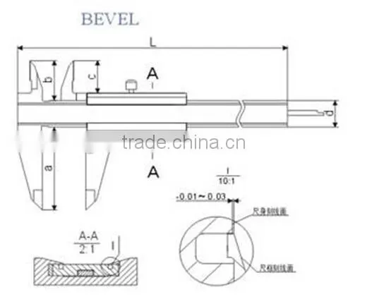 Parallax-free Plane Vernier Calipers Mono-block Verniers