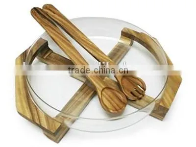 Wooden Plate Holder with Spoons