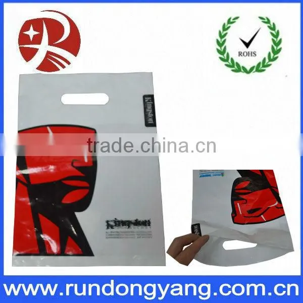 Recyclable patch handle PE plastic shopping carrier bags