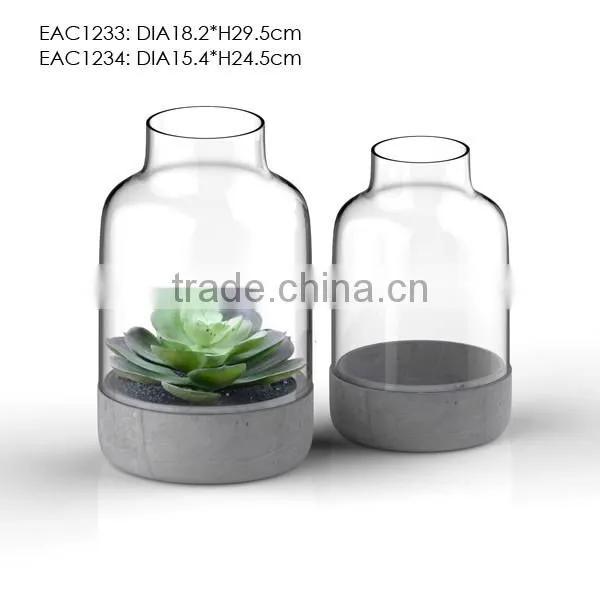 Cement or concrete tealight hurricane small candle holder
