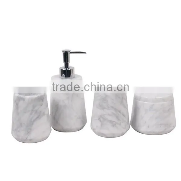 Round White carrara marble jar with marble lid