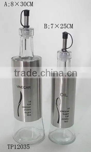 black plastic sleeves cylinder glass oil dispenser