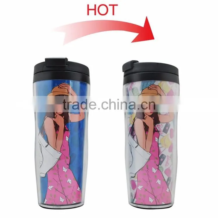 12oz Double Wall Plastic Travel Magic Mug with Custom Printing