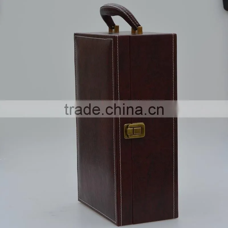 Hot sale bottle shape leather wholesale wine gift box