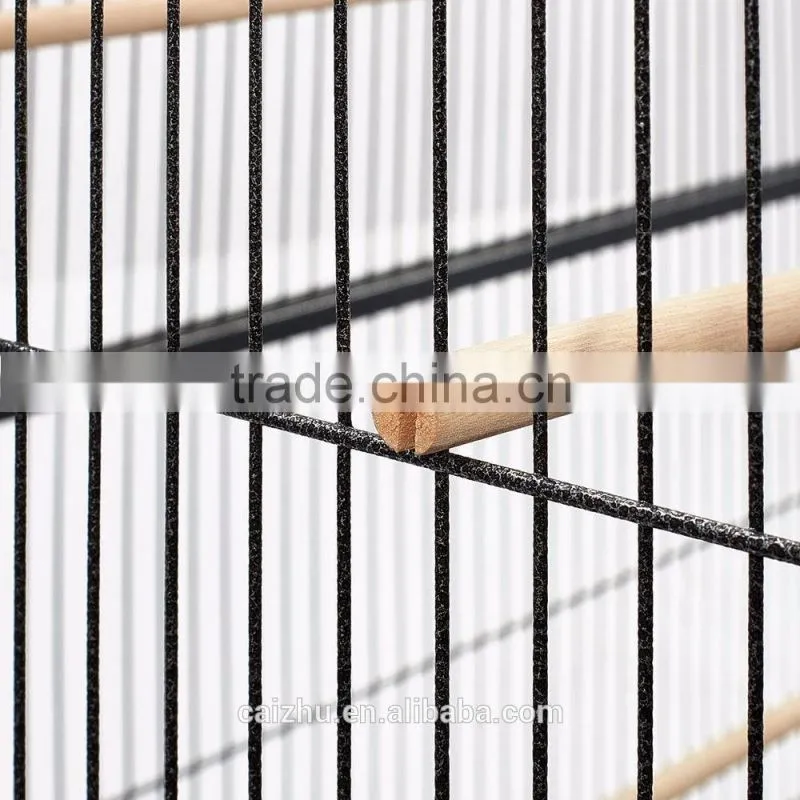 Large Parrot Budgie Canary Bird Cage Aviary With Stand Castor Wheels Storage Shelf Hammer Tone Black