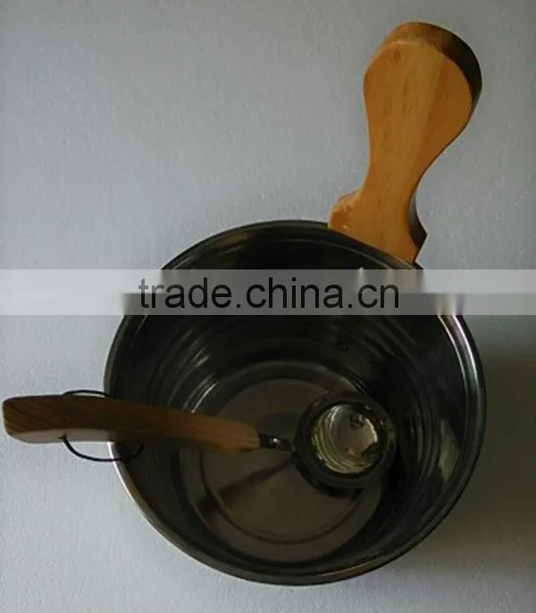 Stainless steel sauna bucket and spaoon, sauna barrel