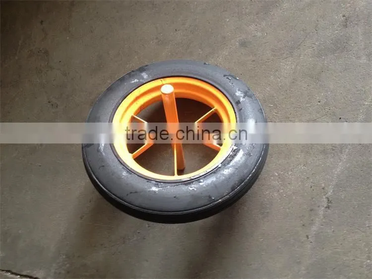 solid rubber powder wb6400 15"x3"" model wheel with solid axle good quality spoke rim