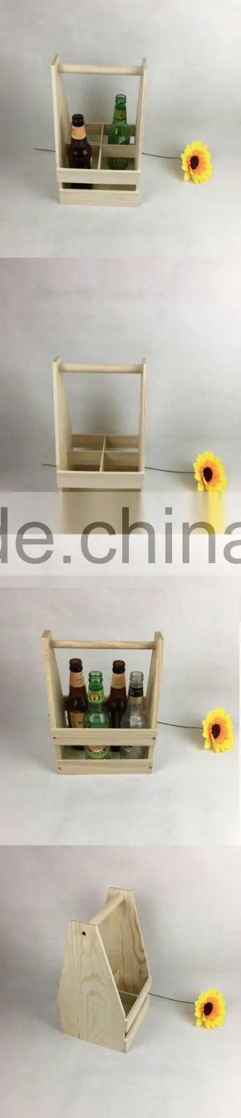unfinished 4 bottles beer storage crate wooden wine crate