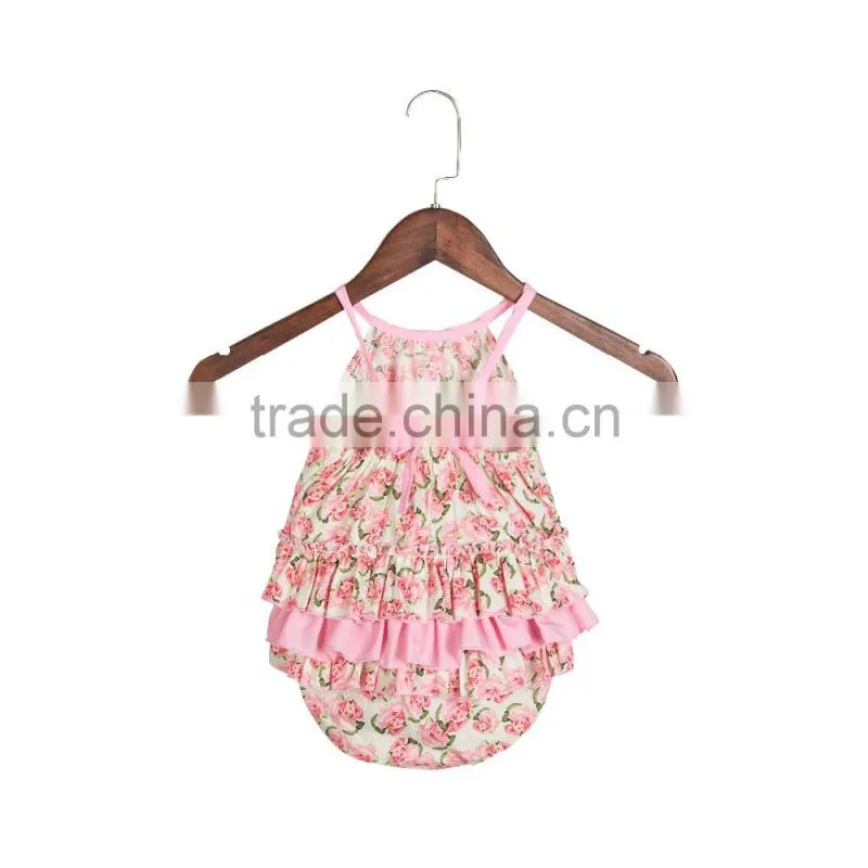 Summer hot sale infant and toddlers clothing romper boutique baby girl floral bubble romper