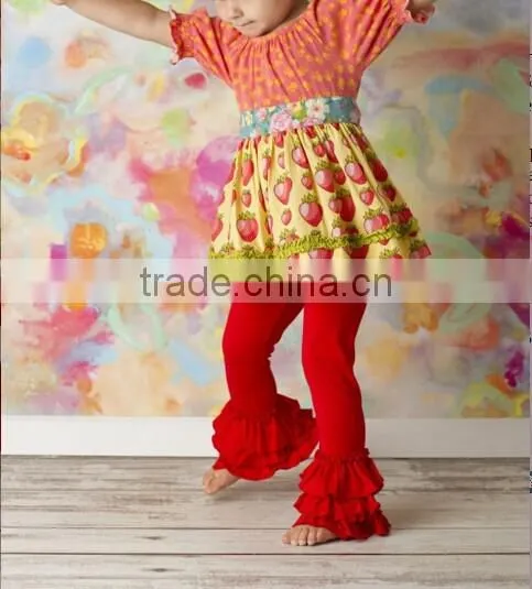 wholesale new style boutique design kids girls capri ruffle pants clothig