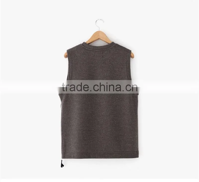 2016 men's french terry vest autumn winter tank top for gentlemen thick vest for wiinter