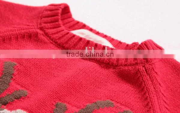Popular Deer Deisgn Red Christmas Sweater Custom Knitting Patterns Christmas Pullover